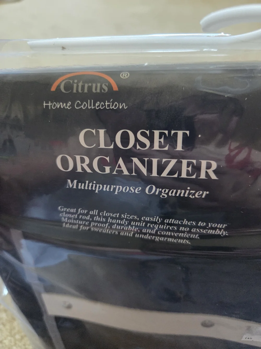 Citrus Hanging Closet Organizer Dark Navy & Grey Nylon Solid 1-Pack CIT403 NEW